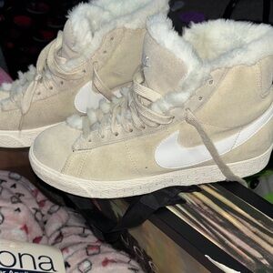 Nike Women's Cream High-Top Sneakers with White Details